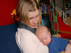 Jonte auf Katrins Arm